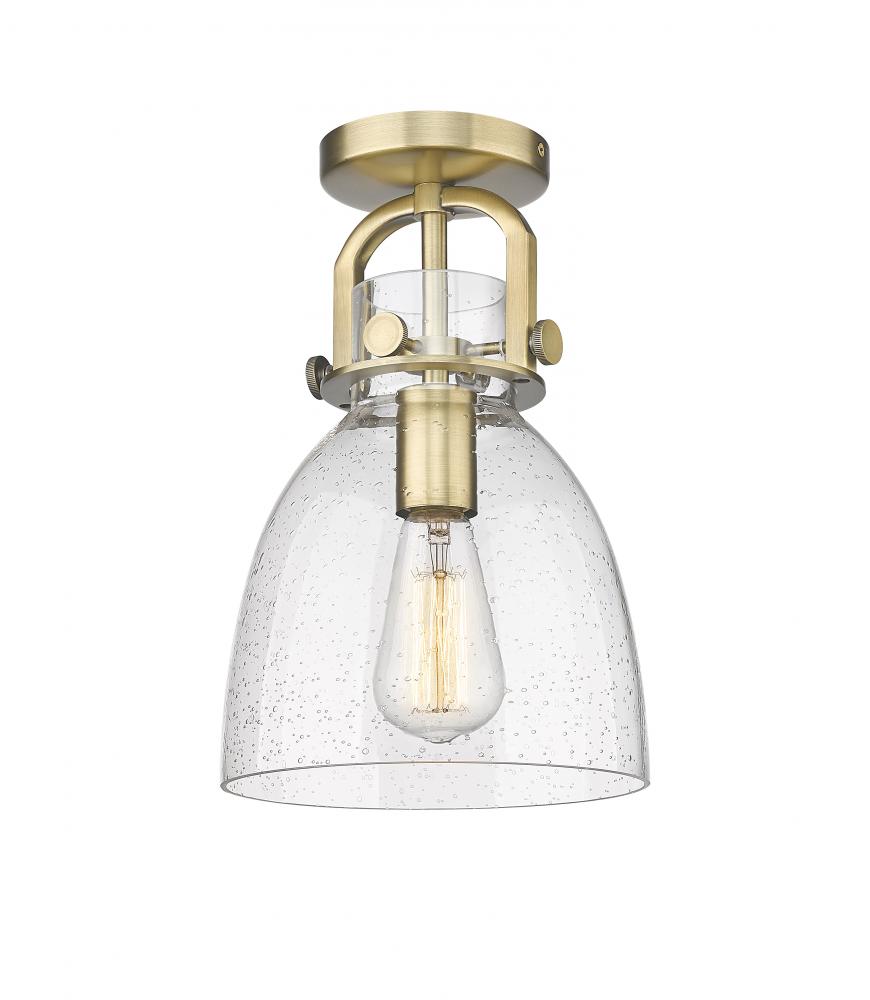 Newton Bell - 1 Light - 8 inch - Brushed Brass - Flush Mount