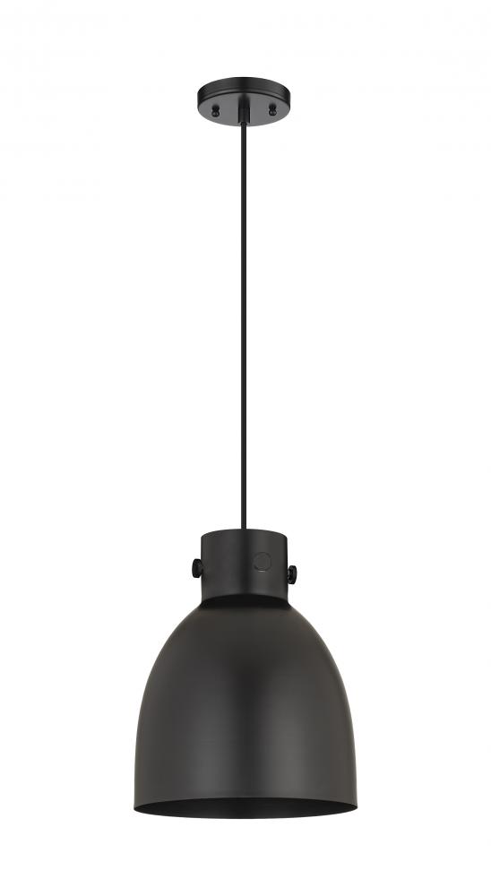 Newton Bell - 1 Light - 10 inch - Matte Black - Cord hung - Pendant