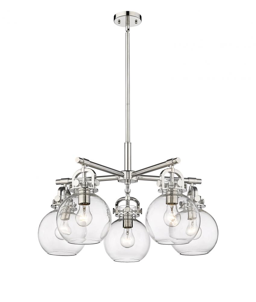 Newton Sphere - 5 Light - 26 inch - Polished Nickel - Chandelier