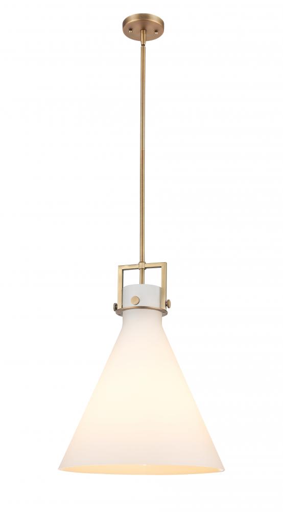 Newton Cone - 1 Light - 16 inch - Brushed Brass - Cord hung - Pendant