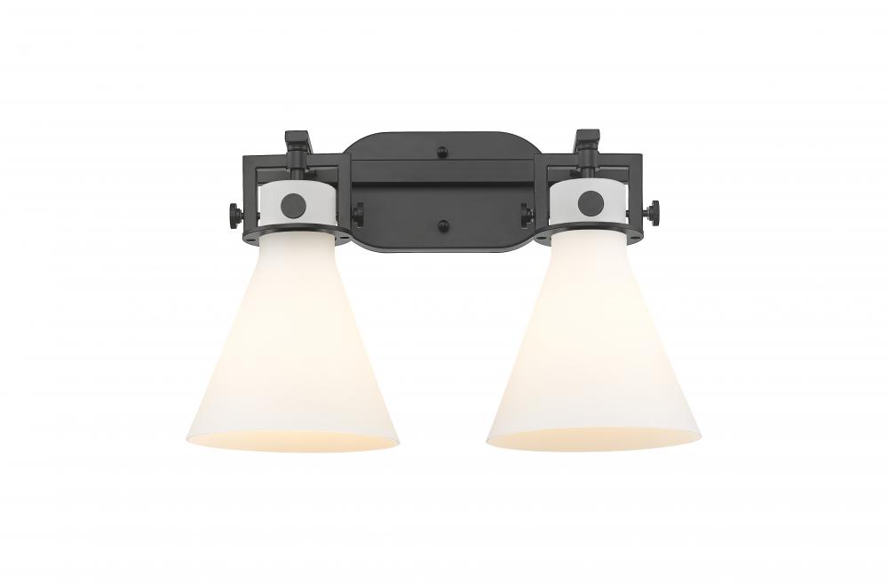 Newton Cone - 2 Light - 17 inch - Matte Black - Bath Vanity Light