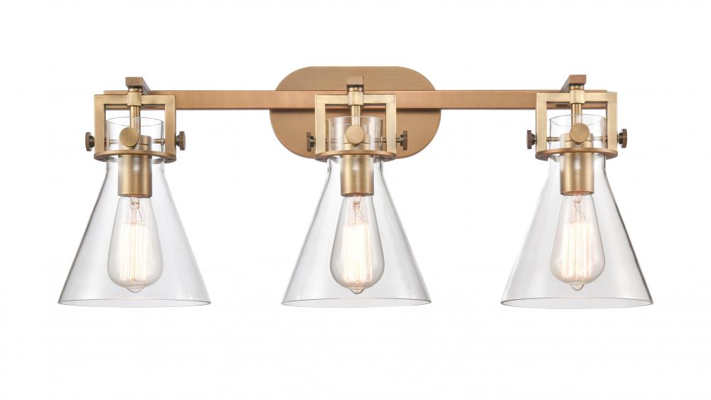 Newton Cone - 3 Light - 27 inch - Brushed Brass - Bath Vanity Light