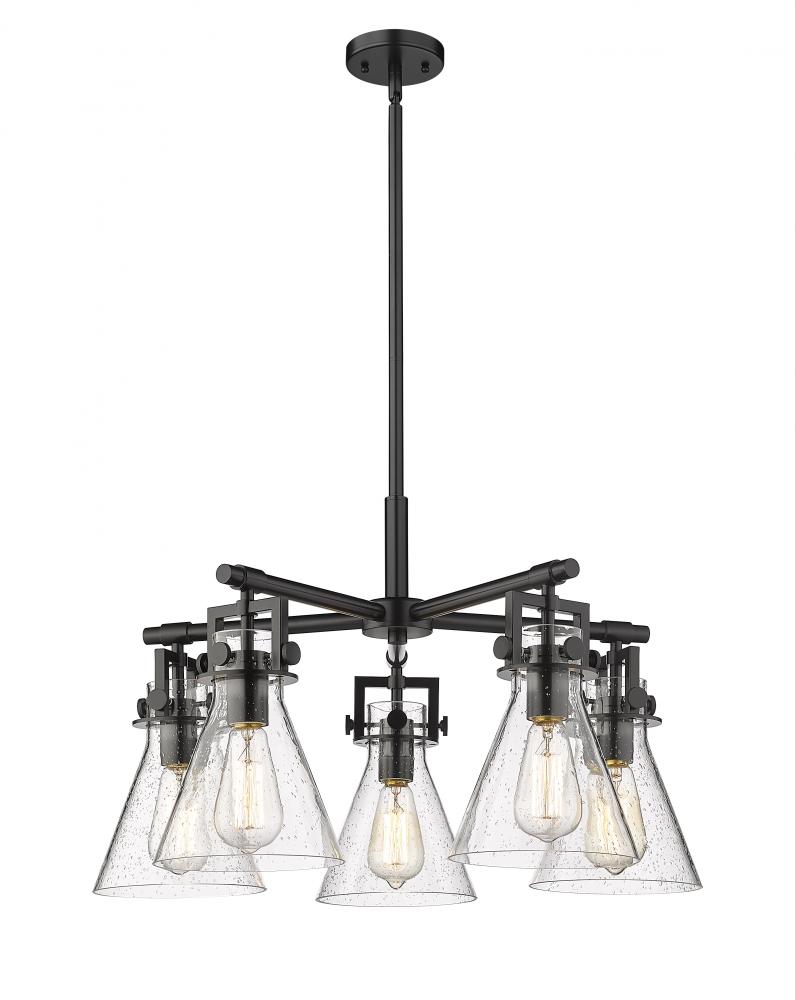 Newton Cone - 5 Light - 26 inch - Matte Black - Chandelier