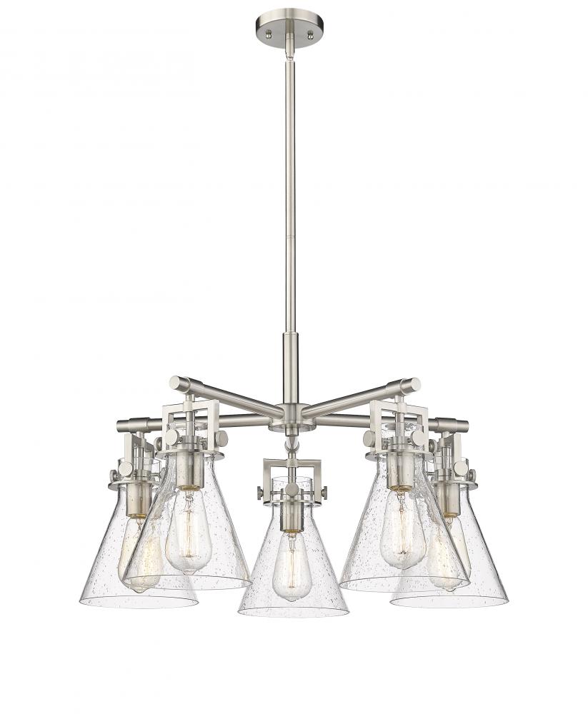 Newton Cone - 5 Light - 26 inch - Satin Nickel - Chandelier