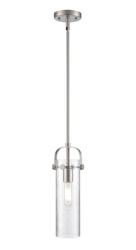 Pilaster II Cylinder - 1 Light - 12 inch Long Glass - Satin Nickel - Pendant