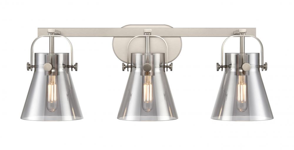 Pilaster II Cone - 3 Light - 27 inch - Satin Nickel - Bath Vanity Light