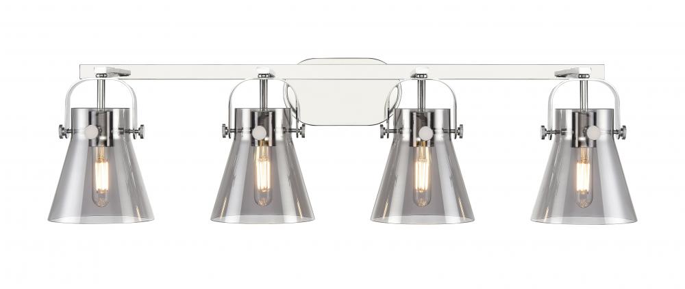 Pilaster II Cone - 4 Light - 37 inch - Polished Chrome - Bath Vanity Light