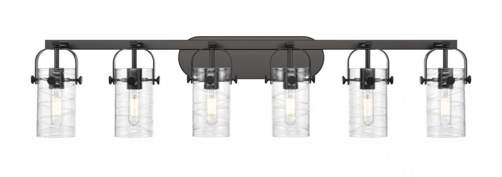 Pilaster II Cylinder - 6 Light - 44 inch - Matte Black - Bath Vanity Light