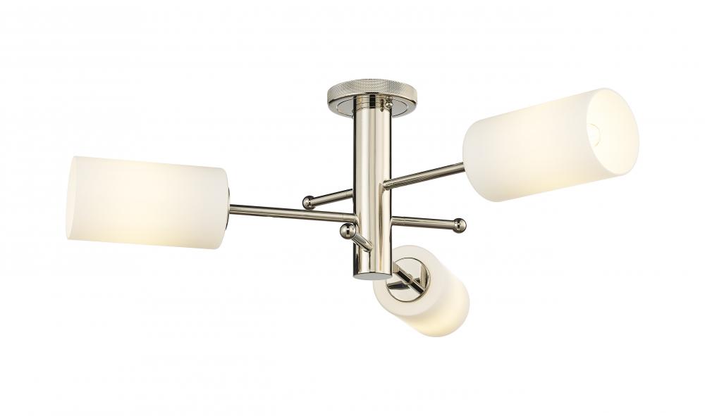 Crown Point - 3 Light - 34 inch - Polished Nickel - Flush Mount