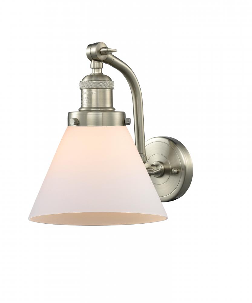 Cone - 1 Light - 8 inch - Brushed Satin Nickel - Sconce