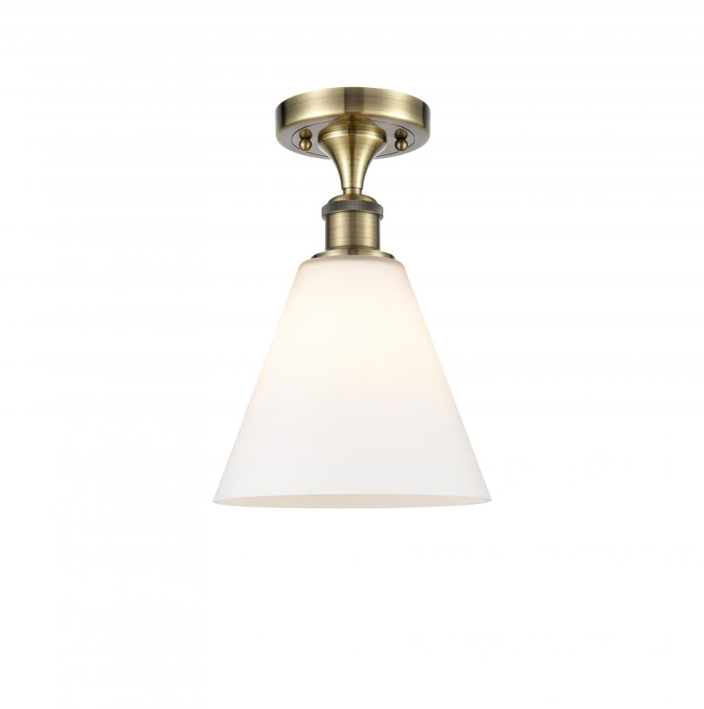 Berkshire - 1 Light - 8 inch - Antique Brass - Semi-Flush Mount