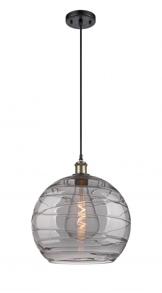 Athens Deco Swirl - 1 Light - 14 inch - Black Antique Brass - Cord hung - Pendant