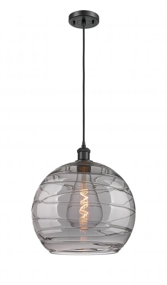 Athens Deco Swirl - 1 Light - 14 inch - Matte Black - Cord hung - Pendant