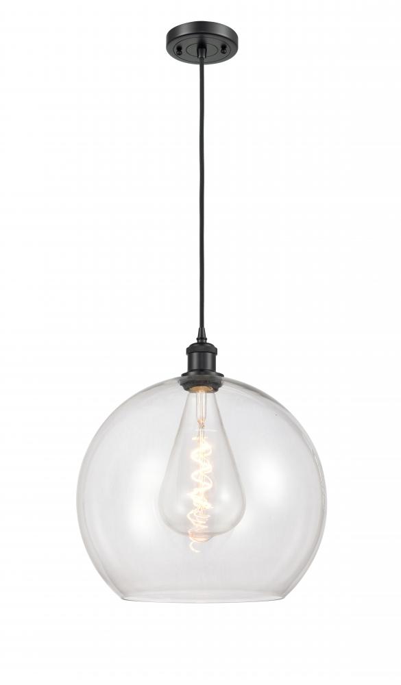 Athens - 1 Light - 14 inch - Matte Black - Cord hung - Pendant