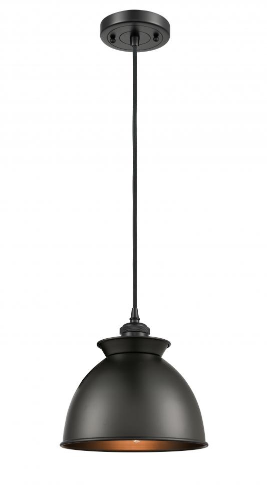 Adirondack - 1 Light - 8 inch - Matte Black - Cord hung - Mini Pendant