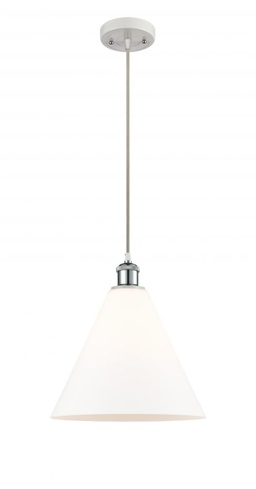 Berkshire - 1 Light - 12 inch - White Polished Chrome - Cord hung - Mini Pendant