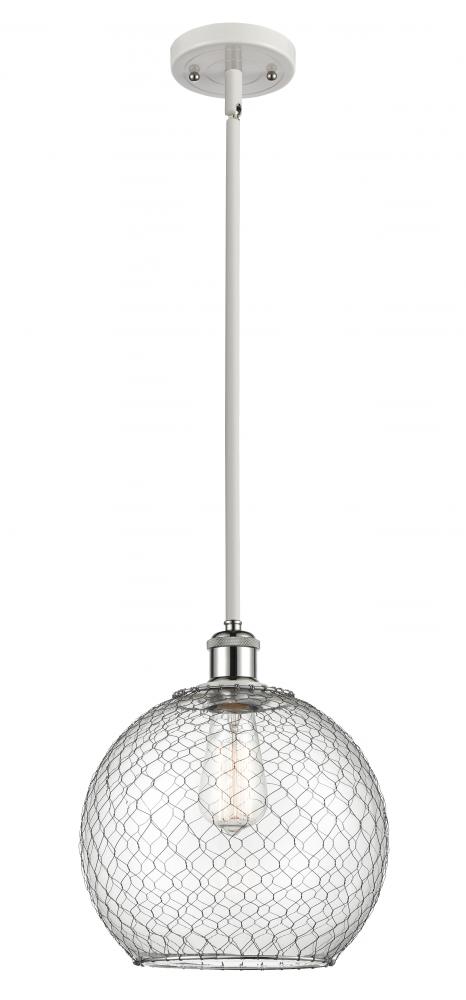 Farmhouse Chicken Wire - 1 Light - 10 inch - White Polished Chrome - Mini Pendant