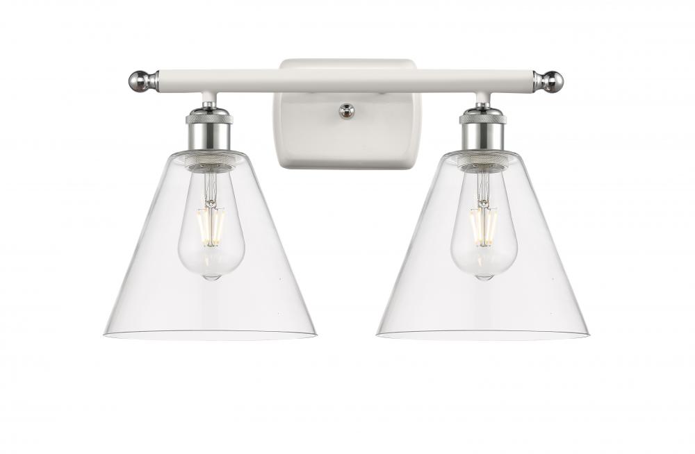 Berkshire - 2 Light - 18 inch - White Polished Chrome - Bath Vanity Light