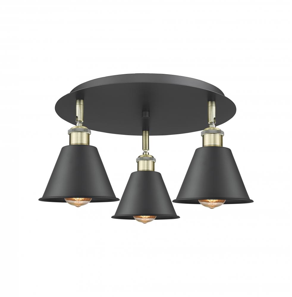 Ballston - 3 Light - 18 inch - Black Antique Brass - Flush Mount