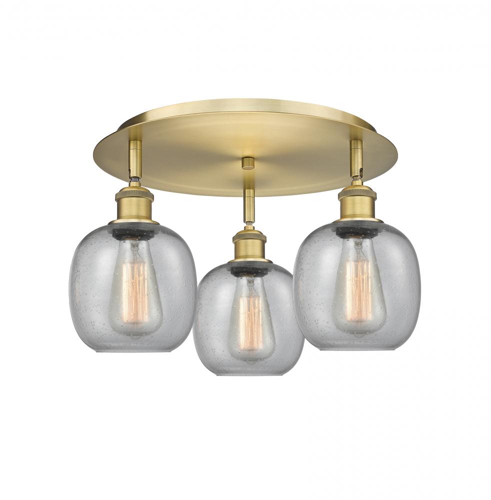 Belfast - 3 Light - 18 inch - Brushed Brass - Flush Mount