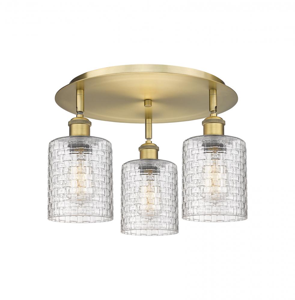 Cobbleskill - 3 Light - 17 inch - Brushed Brass - Flush Mount