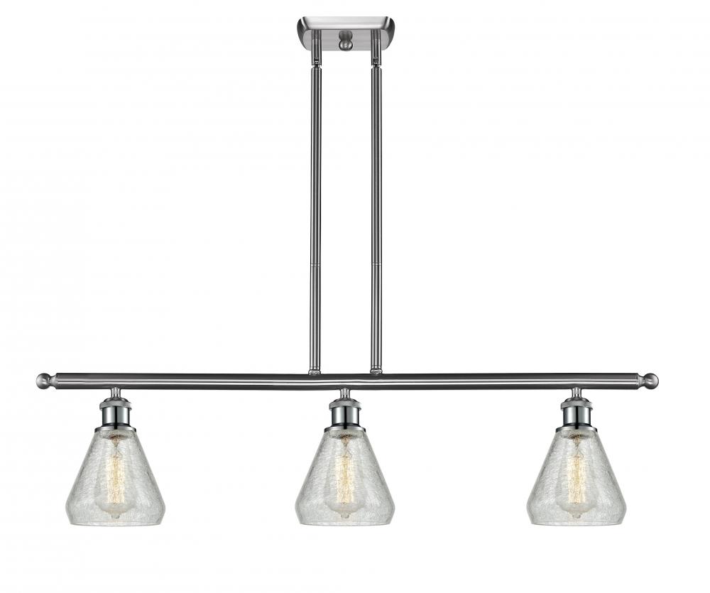 Conesus - 3 Light - 36 inch - Brushed Satin Nickel - Cord hung - Island Light