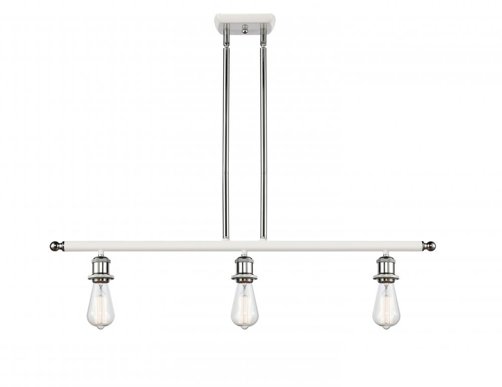 Bare Bulb - 3 Light - 36 inch - White Polished Chrome - Cord hung - Island Light