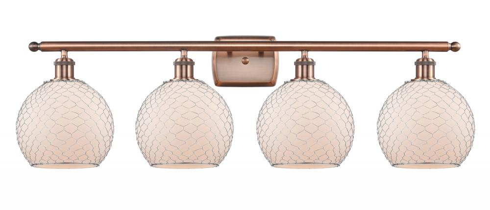 Farmhouse Chicken Wire - 4 Light - 38 inch - Antique Copper - Bath Vanity Light