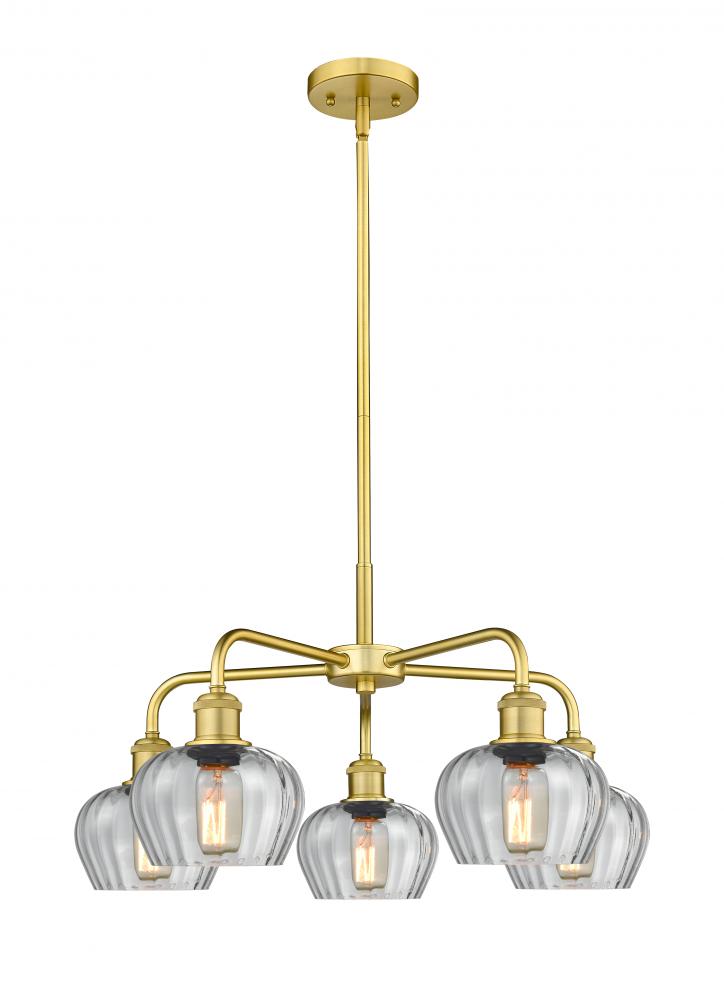 Fenton - 5 Light - 25 inch - Satin Gold - Chandelier