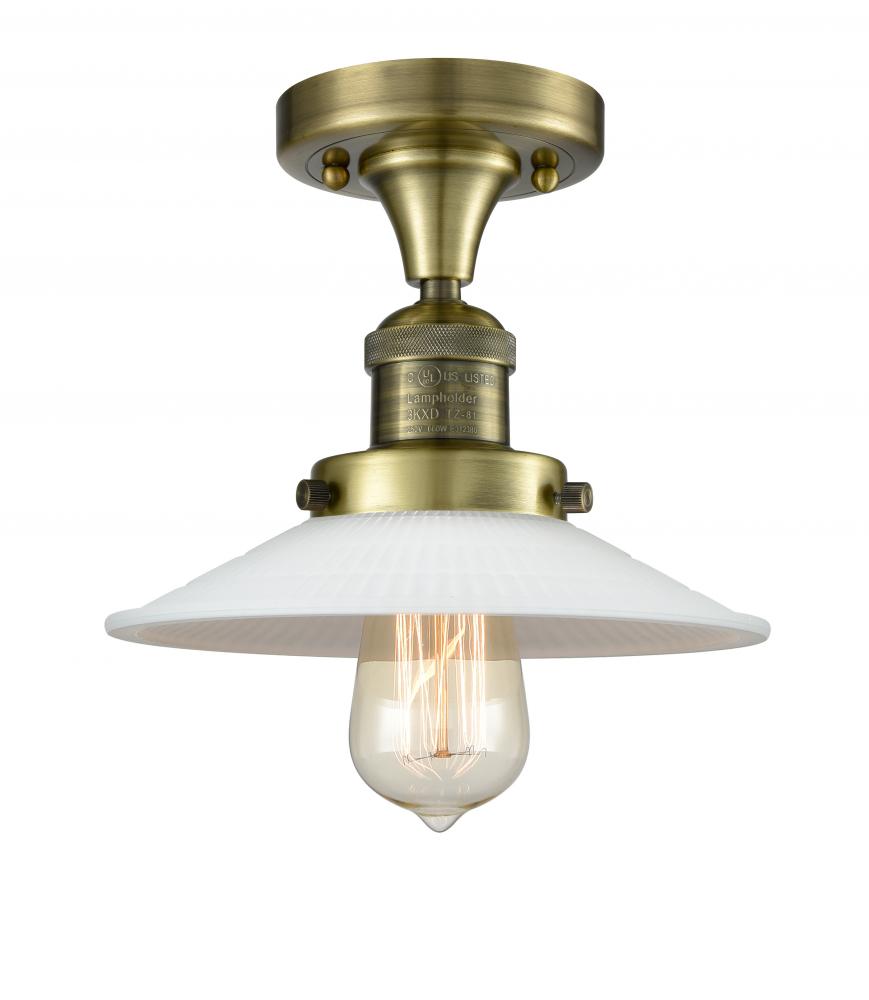 Halophane - 1 Light - 9 inch - Antique Brass - Semi-Flush Mount