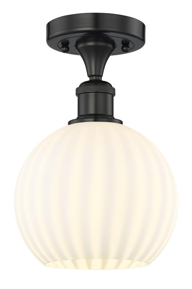 White Venetian - 1 Light - 8 inch - Matte Black - Semi-Flush Mount