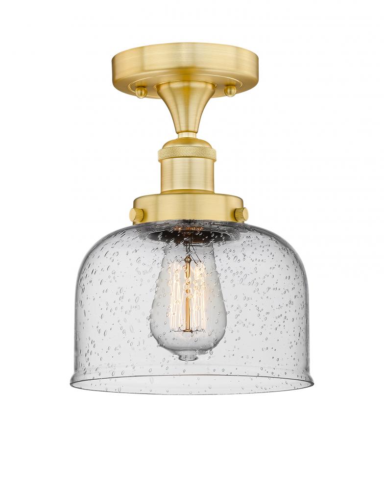 Bell - 1 Light - 8 inch - Satin Gold - Semi-Flush Mount