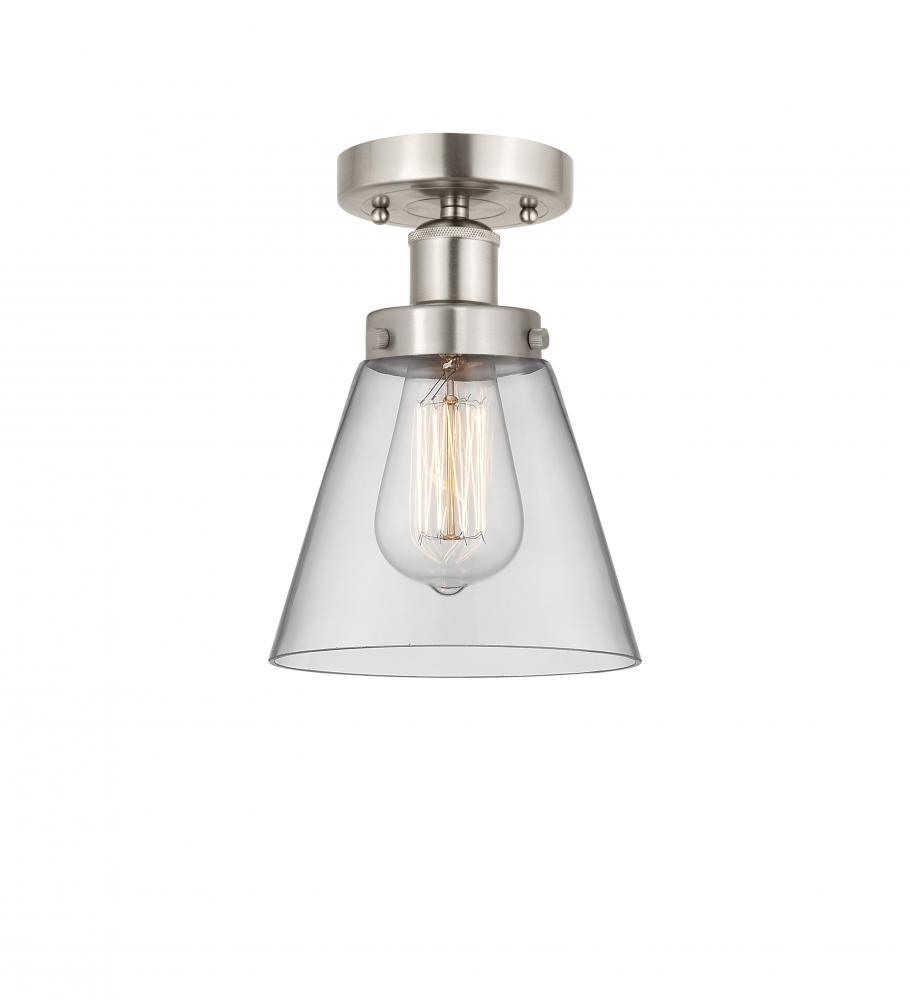 Cone - 1 Light - 6 inch - Brushed Satin Nickel - Semi-Flush Mount