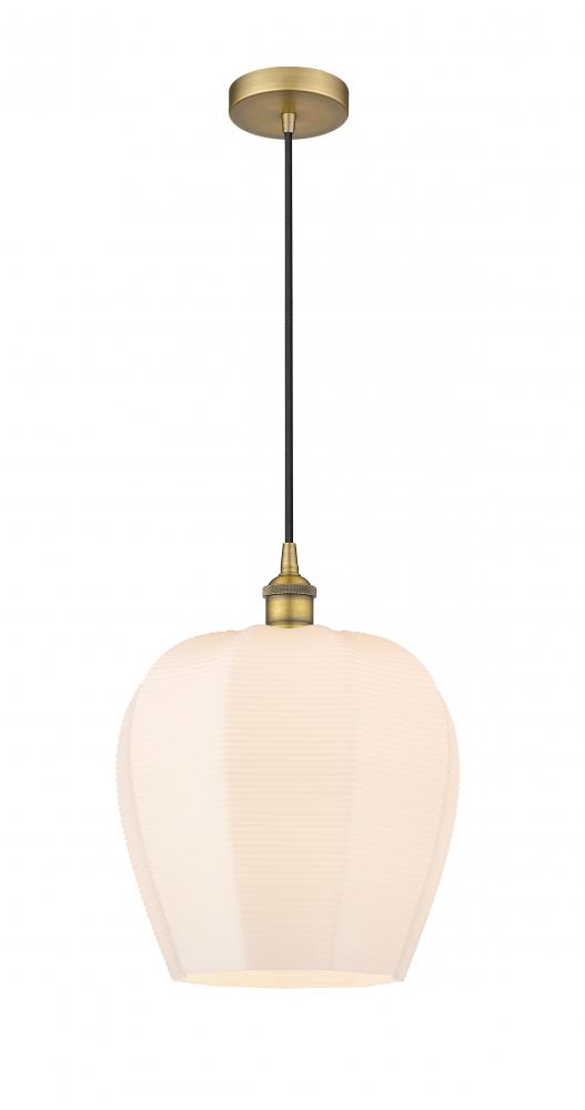 Norfolk - 1 Light - 12 inch - Brushed Brass - Cord hung - Mini Pendant