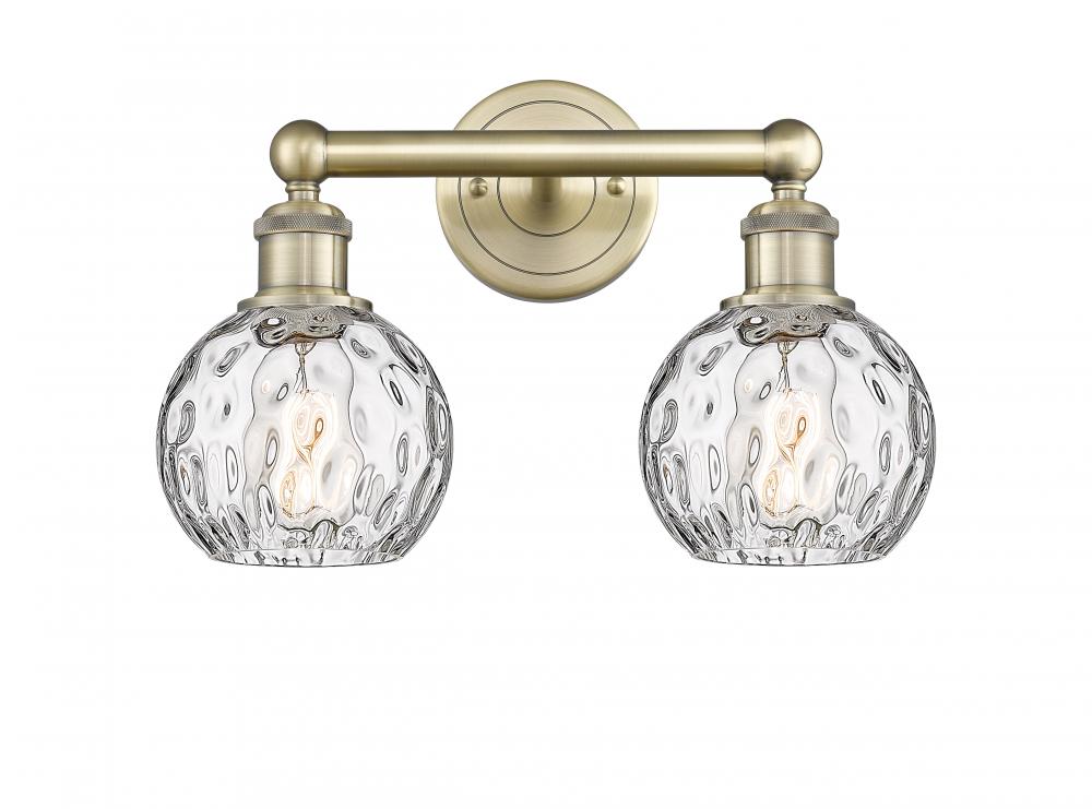 Athens Water Glass - 2 Light - 15 inch - Antique Brass - Bath Vanity Light