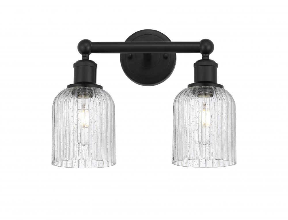 Bridal Veil - 2 Light - 14 inch - Matte Black - Bath Vanity Light