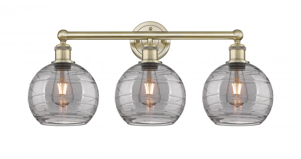 Athens Deco Swirl - 3 Light - 26 inch - Antique Brass - Bath Vanity Light