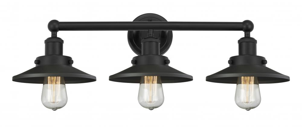 Railroad - 3 Light - 26 inch - Matte Black - Bath Vanity Light