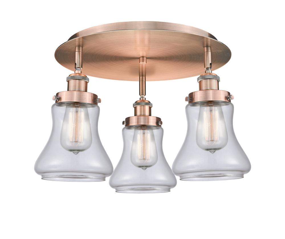 Bellmont - 3 Light - 18 inch - Antique Copper - Flush Mount