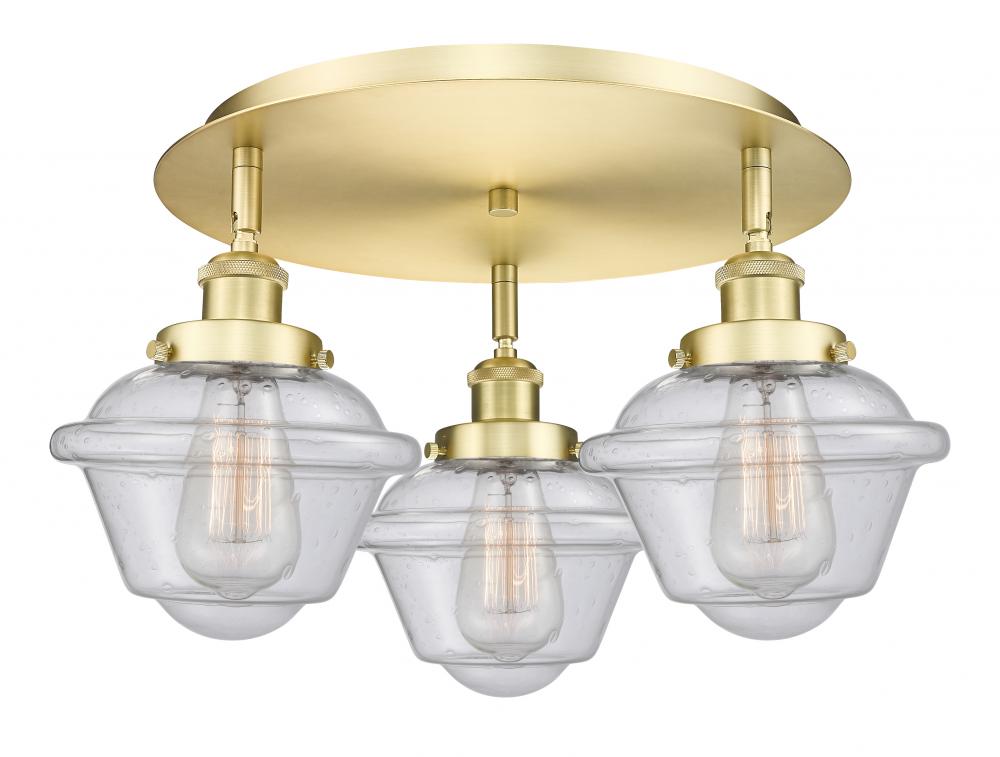 Oxford - 3 Light - 19 inch - Satin Gold - Flush Mount