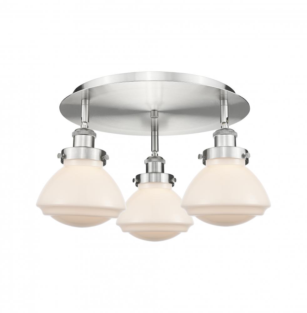 Olean - 3 Light - 19 inch - Satin Nickel - Flush Mount