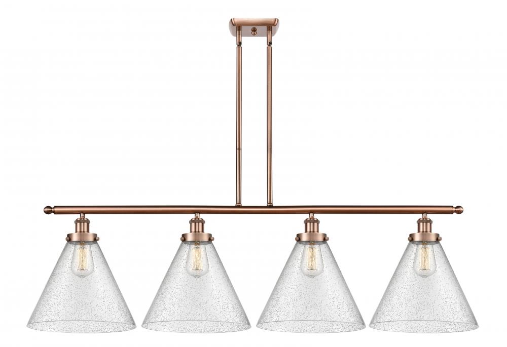 Cone - 4 Light - 48 inch - Antique Copper - Stem Hung - Island Light