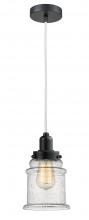 Innovations Lighting 100BK-10W-0H-BK-G184 - Whitney - 1 Light - 8 inch - Matte Black - Cord hung - Mini Pendant