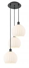 Innovations Lighting 113B-3P-BK-G1217-10WV - White Venetian - 3 Light - 17 inch - Matte Black - Cord Hung - Multi Pendant