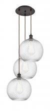 Innovations Lighting 113B-3P-OB-G1214-12 - Athens Twisted Swirl - 3 Light - 18 inch - Oil Rubbed Bronze - Cord hung - Multi Pendant