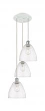  113B-3P-WPC-GBD-94 - Bristol - 3 Light - 16 inch - White Polished Chrome - Cord Hung - Multi Pendant