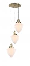  113F-3P-AB-G661-7 - Bullet - 3 Light - 14 inch - Antique Brass - Cord hung - Multi Pendant