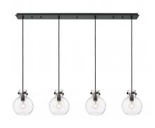 Innovations Lighting 124-410-1PS-BK-G410-8CL - Newton Sphere - 4 Light - 52 inch - Matte Black - Linear Pendant