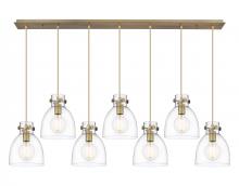 Innovations Lighting 127-410-1PS-BB-G412-8CL - Newton Bell - 7 Light - 52 inch - Brushed Brass - Linear Pendant