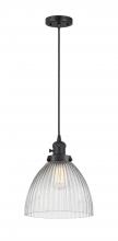 Innovations Lighting 201CSW-BK-G222 - Seneca Falls - 1 Light - 10 inch - Matte Black - Cord hung - Mini Pendant